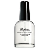 Sally Hansen Advanced Hard As Nails Strengthening Top Coat™ in a clear bottle with a black cap.