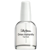 Sally Hansen Dries Instantly Top Coat bottle with a clear formula and white cap.
