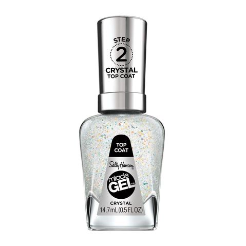 Sally Hansen Miracle Gel Top Coat in Crystal with a shimmering finish.