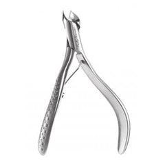 Nip'em On The Go cuticle nipper with stainless steel blades and ergonomic handles.