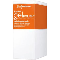 Sally Hansen Salon Gel Polish Nail Cleanser Pads box containing 20 pads saturated with 99% isopropyl alcohol.